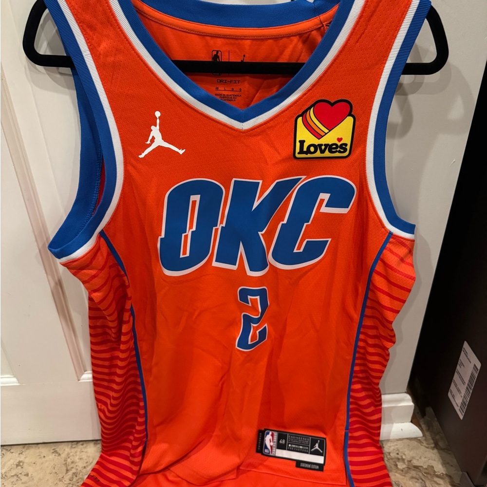 Nike Orange and Blue OKC Basketball Jersey